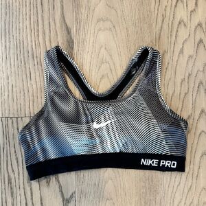 Nike Pro Striped Black and‎ White Sports Bra